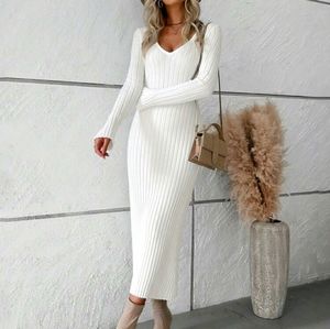 White sweater dress